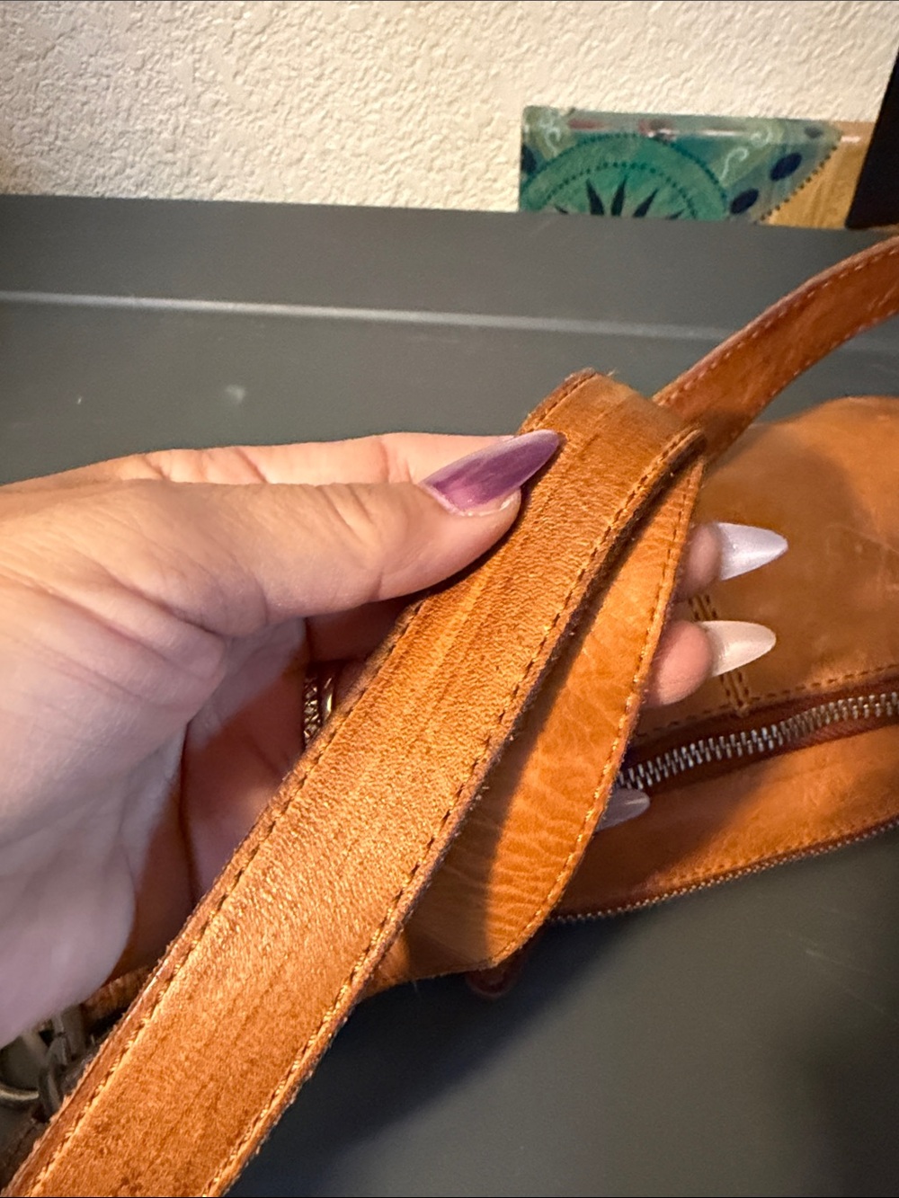 Woven Leather Belt Bag in Tan - Picture 3 of 16